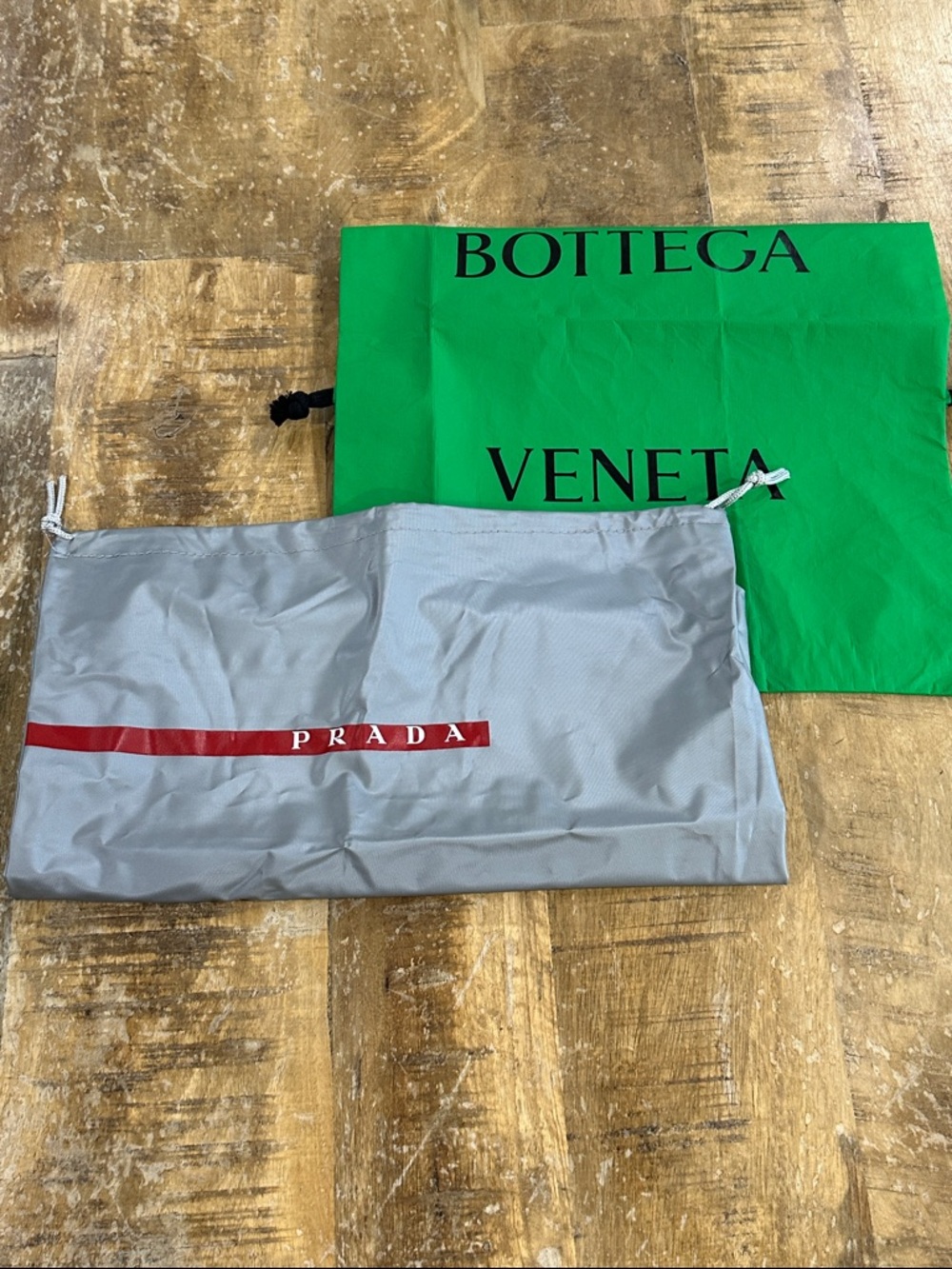 Lot of 2 designer drawstring dust bags